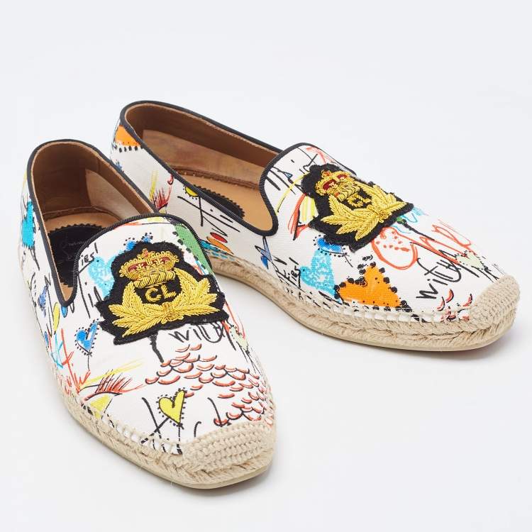 Pre Owned Christian Louboutin Multicolor Canvas Nanou Orlato Donna Floral Espadrilles Size 40