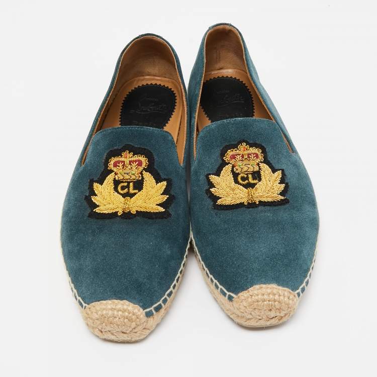 Pre Owned Christian Louboutin Blue Suede Orlato Espadrilles Size 40  