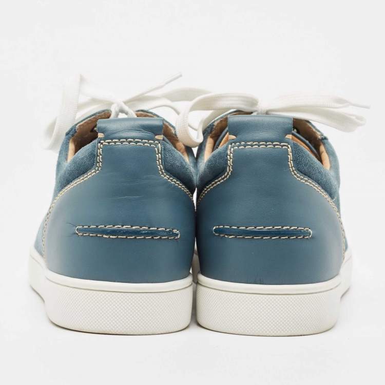 Pre Owned Christian Louboutin Blue Suede and Leather Rantulow Sneakers Size 44.5