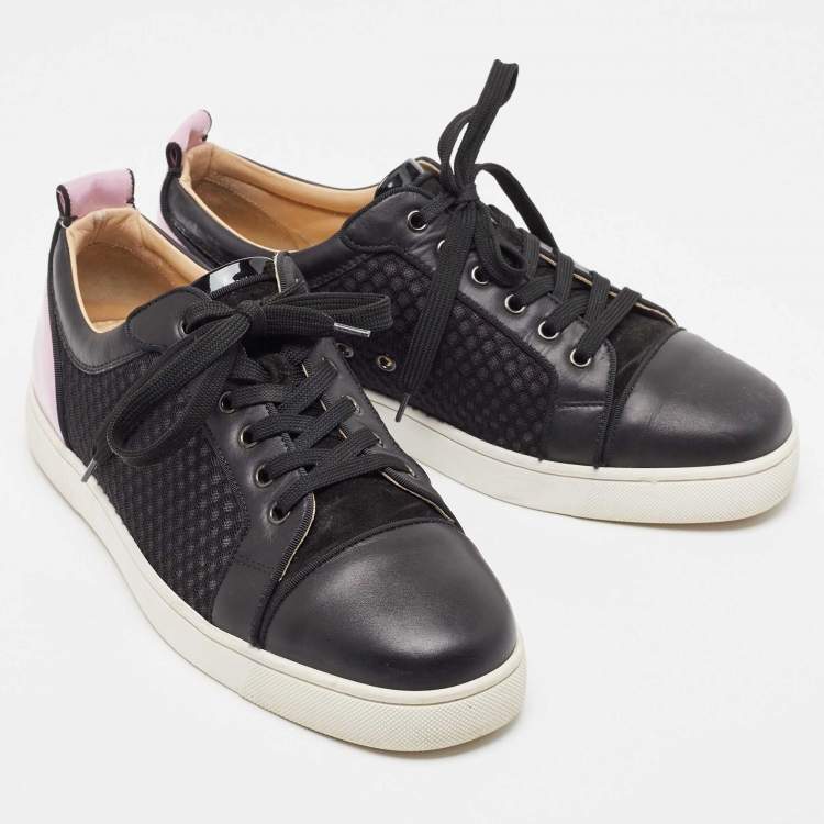 مملوكة مسبقًا Christian Louboutin Black/Pink Patent and Mesh Low Top Sneakers Size 44