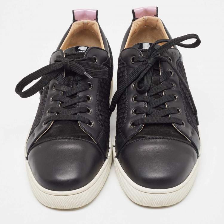 مملوكة مسبقًا Christian Louboutin Black/Pink Patent and Mesh Low Top Sneakers Size 44