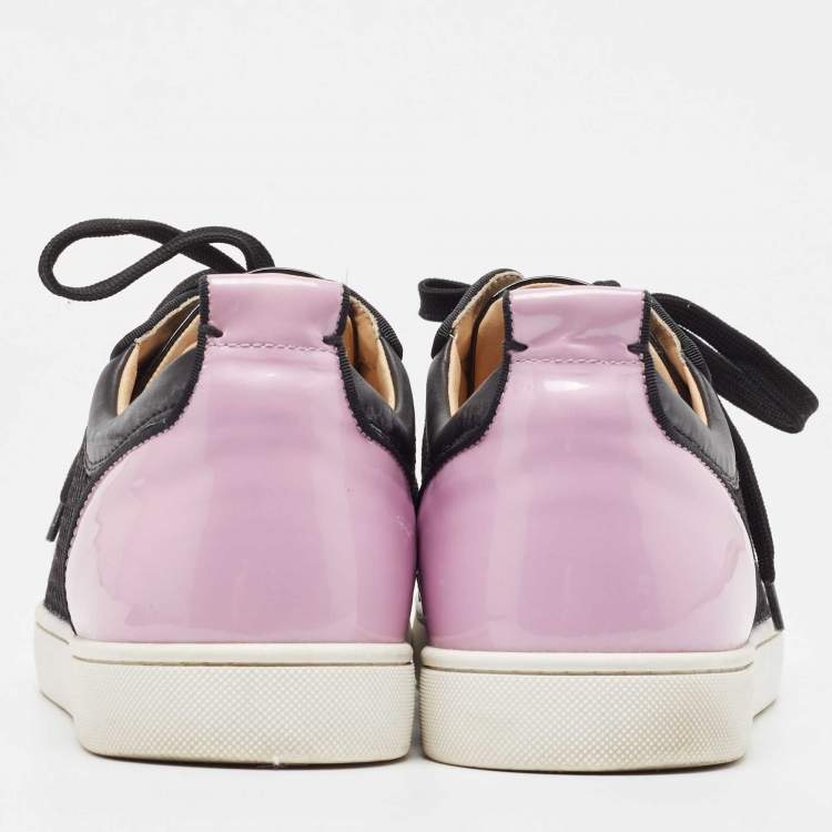 مملوكة مسبقًا Christian Louboutin Black/Pink Patent and Mesh Low Top Sneakers Size 44