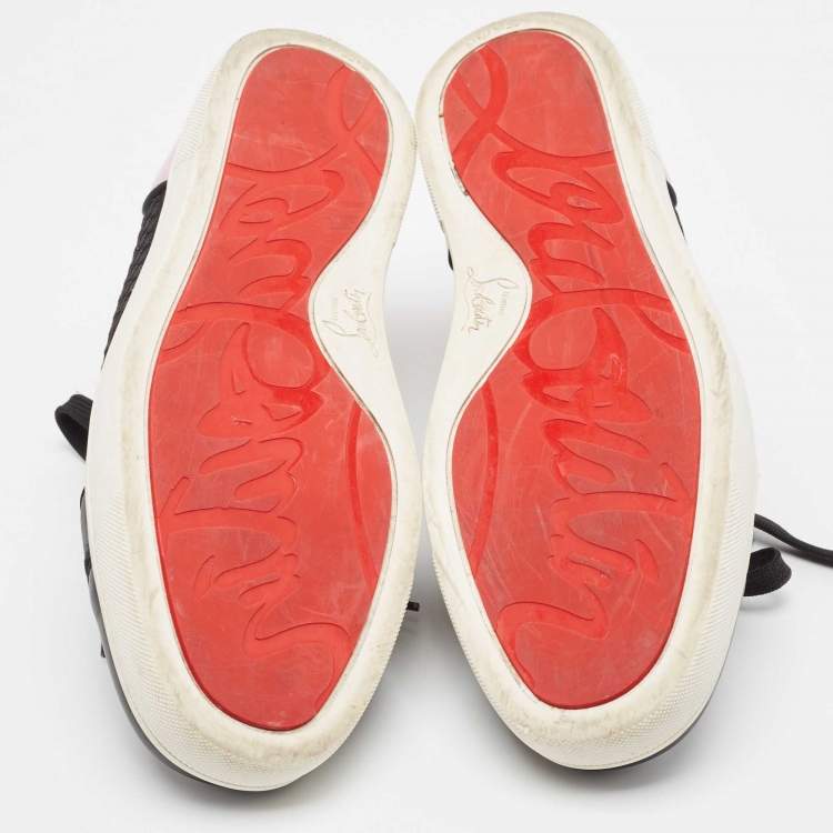 مملوكة مسبقًا Christian Louboutin Black/Pink Patent and Mesh Low Top Sneakers Size 44