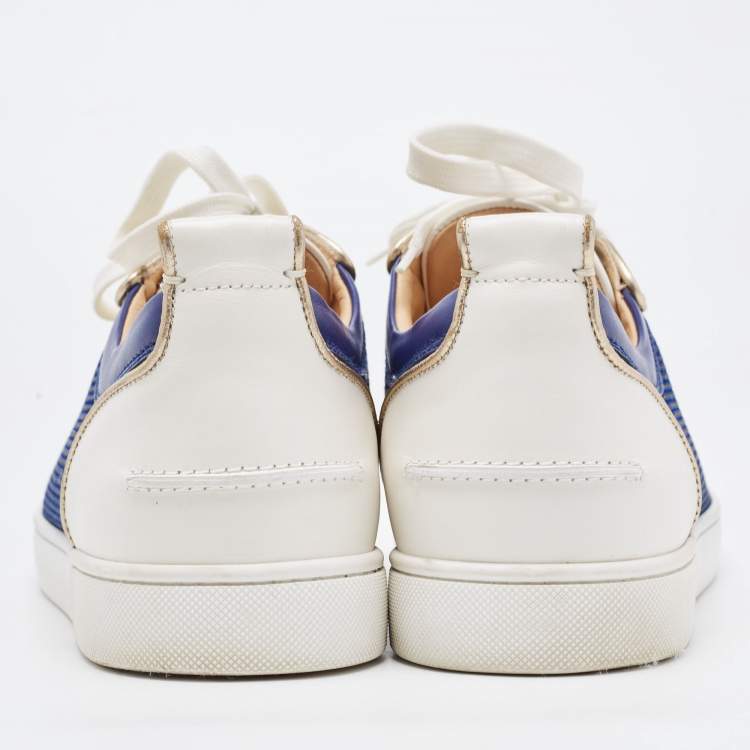 Pre Owned Christian Louboutin Multicolor Mesh and Leather Louis Junior Spikes Sneakers Size 43.5