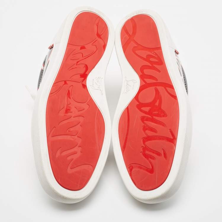 Pre Owned Christian Louboutin Tricolor Printed Patent and Leather Orlato Sneakers Size 42.5