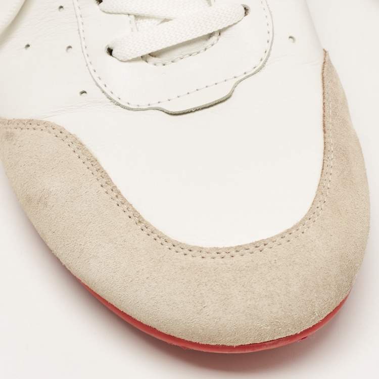 Pre Owned Christian Louboutin Tricolor Leather and Suede My K Low Sneakers Size 43