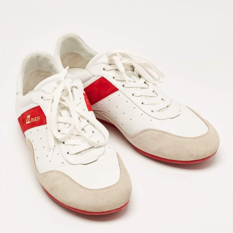 Pre Owned Christian Louboutin Tricolor Leather and Suede My K Low Sneakers Size 43