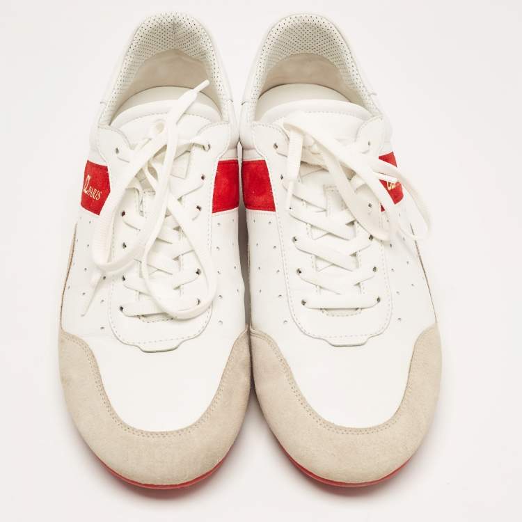 Pre Owned Christian Louboutin Tricolor Leather and Suede My K Low Sneakers Size 43
