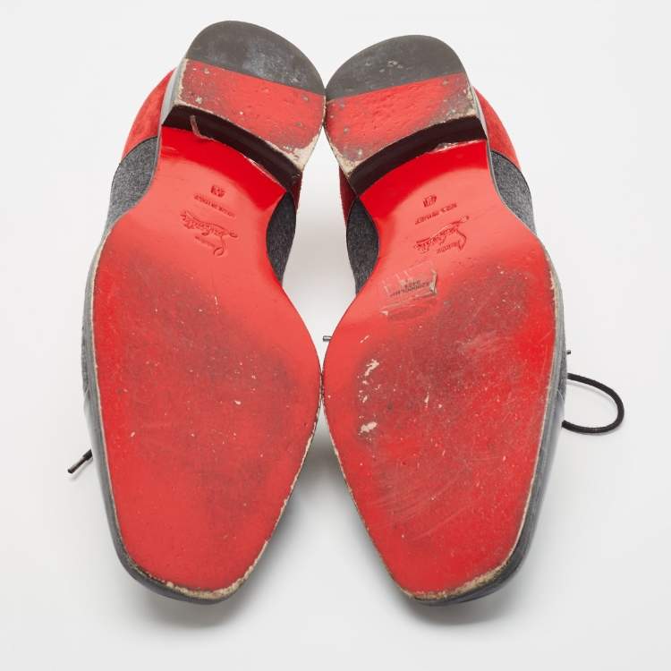 Pre Owned Christian Louboutin Multicolor Patent and Suede Greggo Lace Up Oxford Size 41