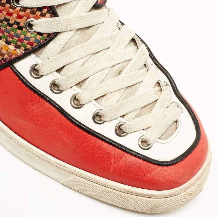 Pre Owned Christian Louboutin Multicolor Leather High Top Sneakers 43 