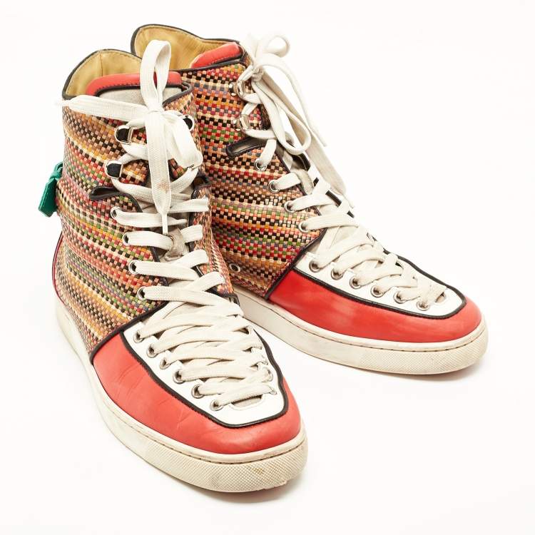 Pre Owned Christian Louboutin Multicolor Leather High Top Sneakers 43 