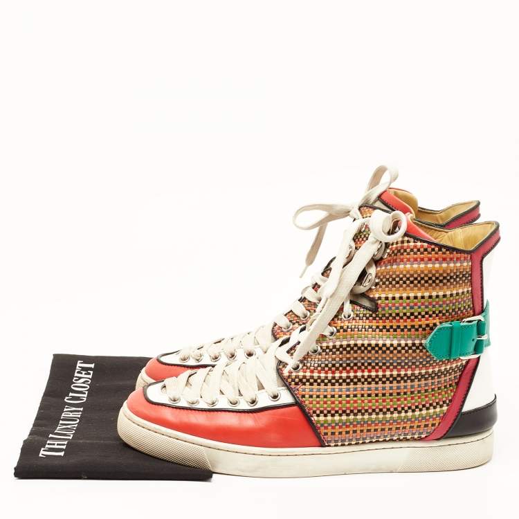 Pre Owned Christian Louboutin Multicolor Leather High Top Sneakers 43 