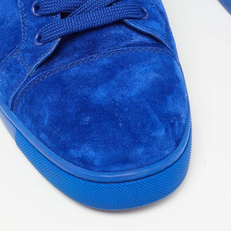 مملوكة مسبقًا Christian Louboutin Blue Suede Leather Low Top Sneakers Size 42.5