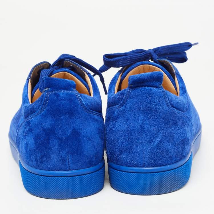 مملوكة مسبقًا Christian Louboutin Blue Suede Leather Low Top Sneakers Size 42.5