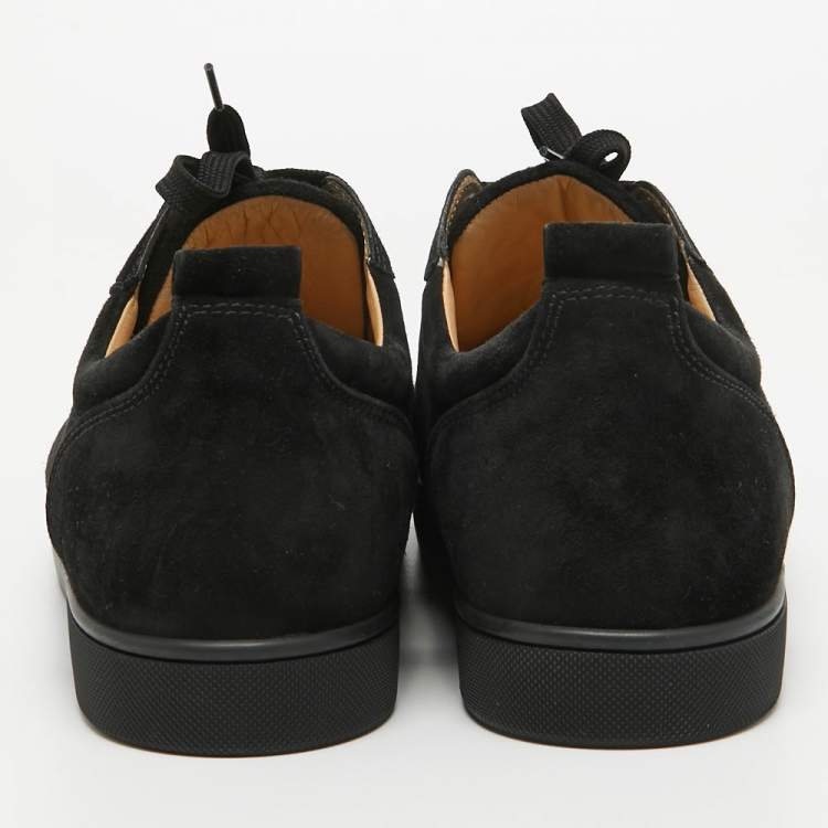 Pre Owned Christian Louboutin Black Suede Louis Junior Spikes Low-Top Sneakers Size 45