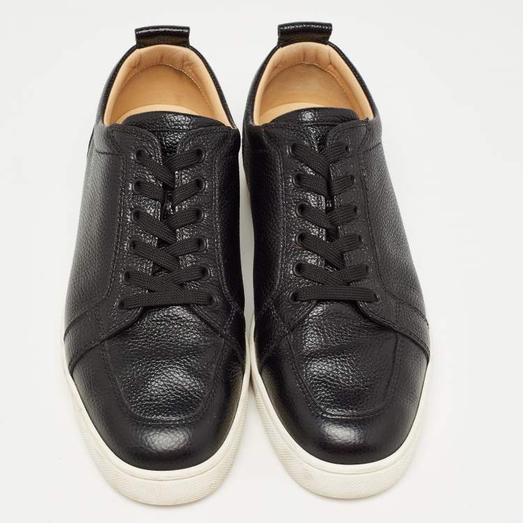 Pre Owned Christian Louboutin Black Leather Orlato Low Top Sneakers Size 43