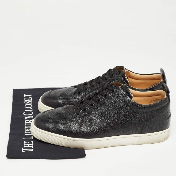 Pre Owned Christian Louboutin Black Leather Orlato Low Top Sneakers Size 43