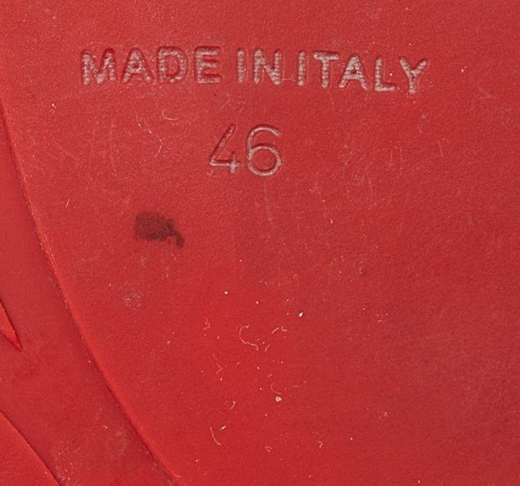 Pre Owned Christian Louboutin Black Rubber Flip Spikes Thong Flat Slides Size 46