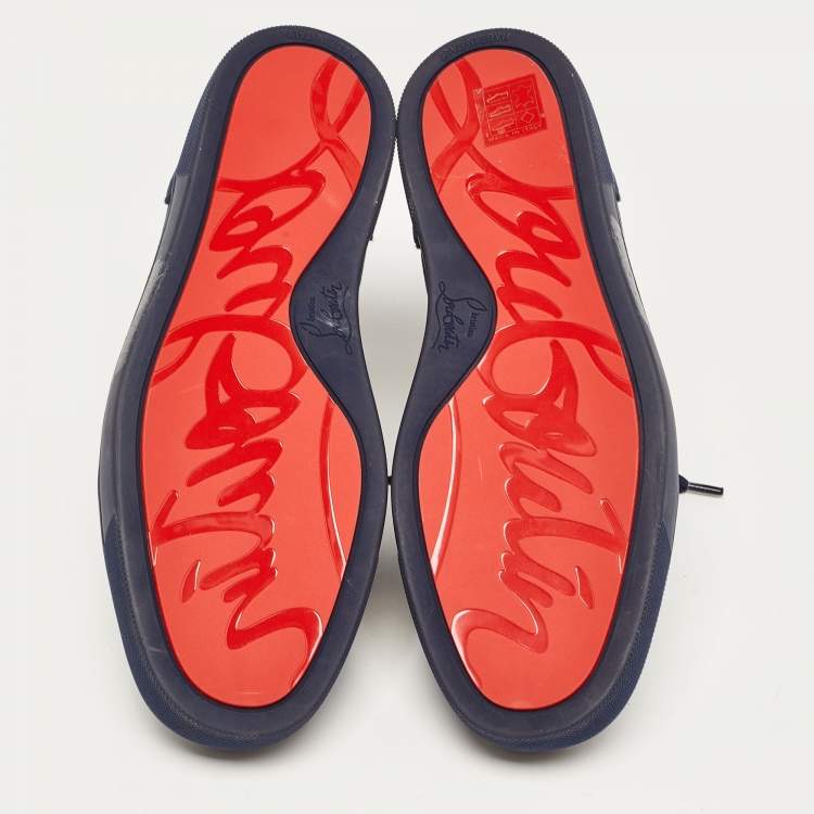 Pre Owned Christian Louboutin Navy Blue Suede High Top Sneakers Size 41