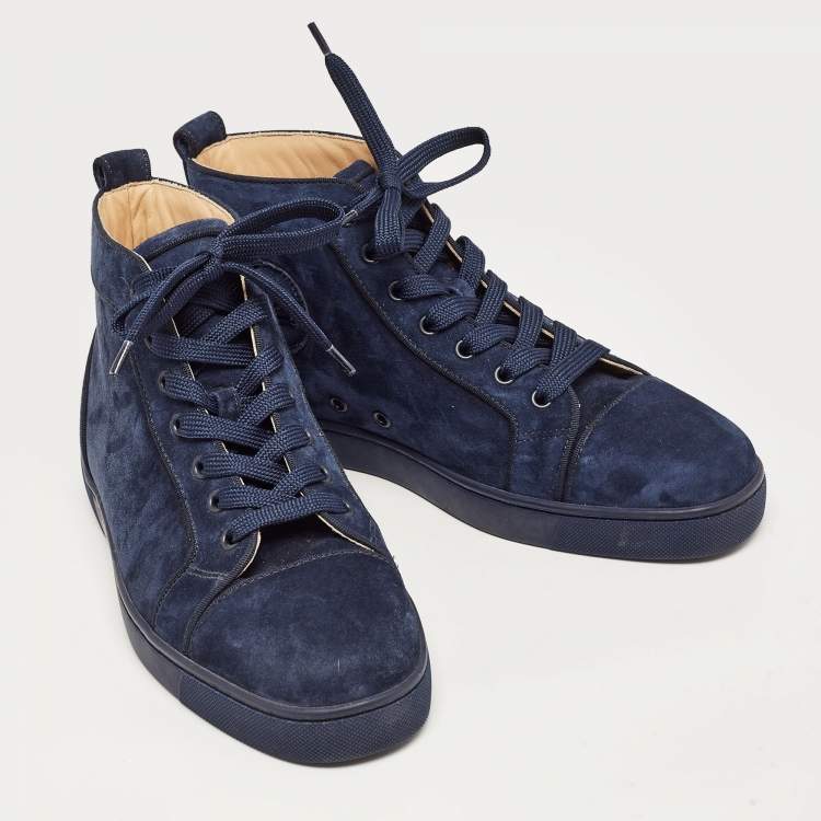 Pre Owned Christian Louboutin Navy Blue Suede High Top Sneakers Size 41