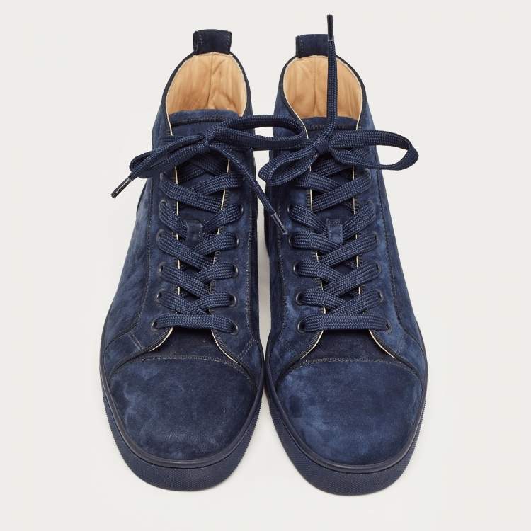 Pre Owned Christian Louboutin Navy Blue Suede High Top Sneakers Size 41