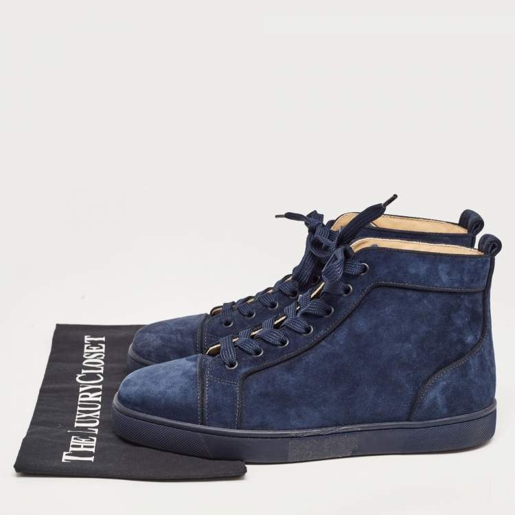 Pre Owned Christian Louboutin Navy Blue Suede High Top Sneakers Size 41