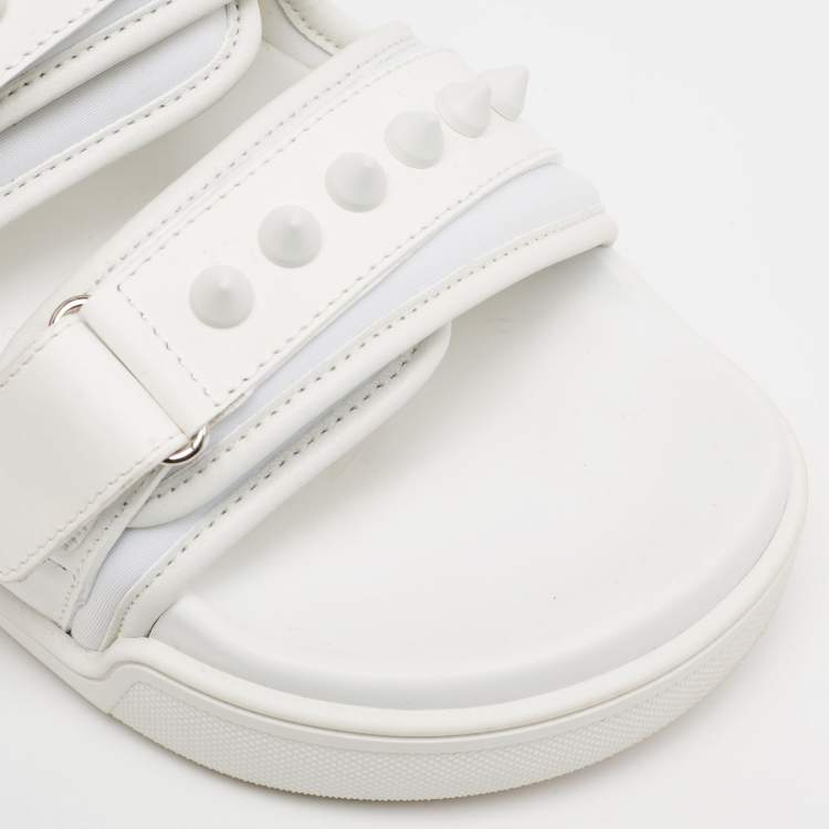 Pre Owned Christian Louboutin White Neoprene and Leather Daddy Pool Sandals Size 39