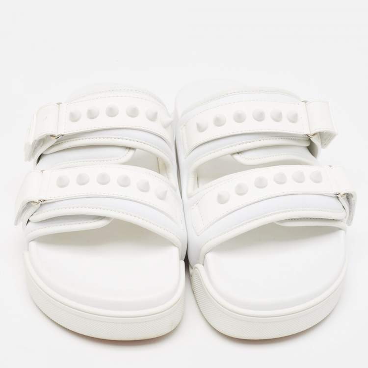 Pre Owned Christian Louboutin White Neoprene and Leather Daddy Pool Sandals Size 39