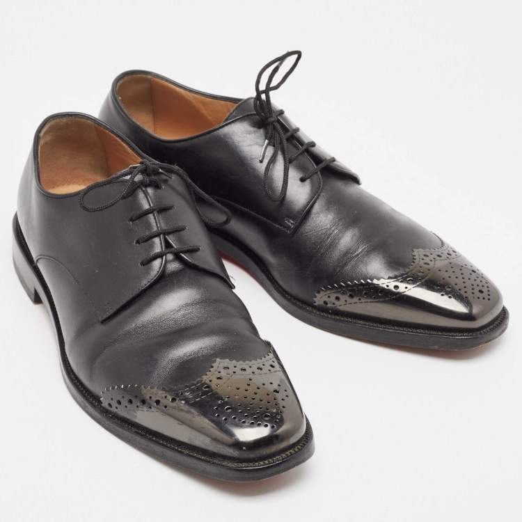 Pre Owned Christian Louboutin Black Leather Gareth Derby Size 40