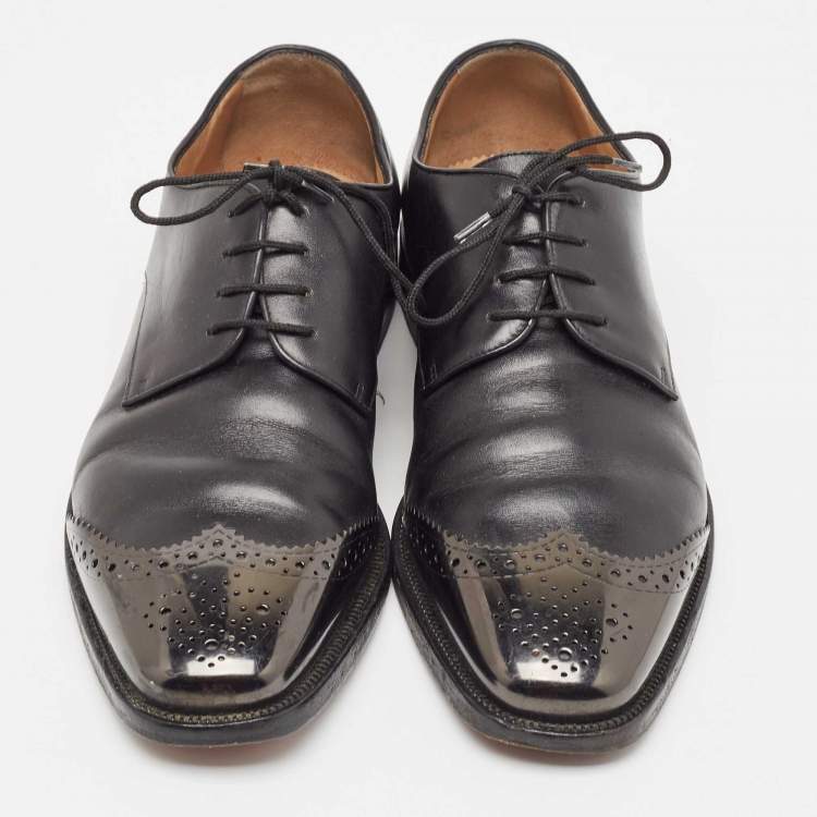 Pre Owned Christian Louboutin Black Leather Gareth Derby Size 40