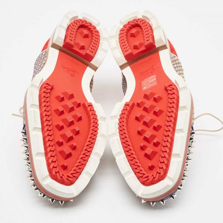 Pre Owned Christian Louboutin Multicolor Suede And Patent Leather Spike Toe Latcho Lace Up Oxfords Size 42.5 