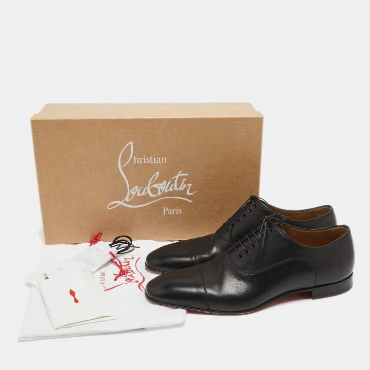 Pre Owned Christian Louboutin Black Leather Greggo Oxfords Size 43