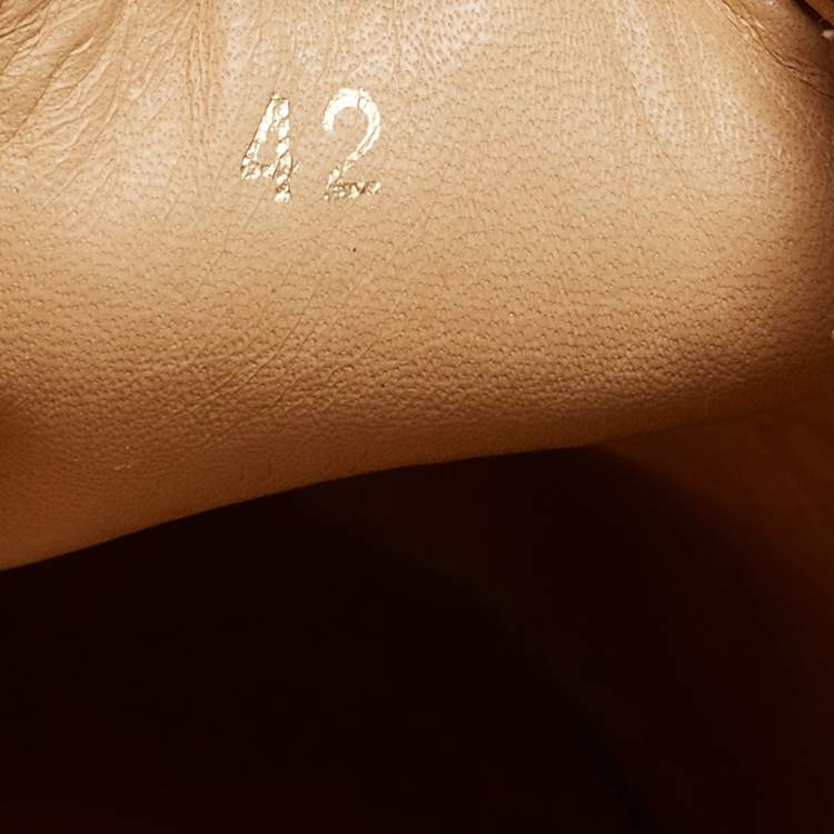 Pre Owned Christian Louboutin Brown/Beige Leopard Print Python Leather Spike Slip On Sneakers Size 42