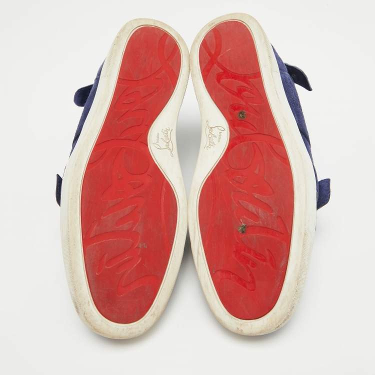 Pre Owned Christian Louboutin Blue Suede Reglisse High Top Sneakers Size 43