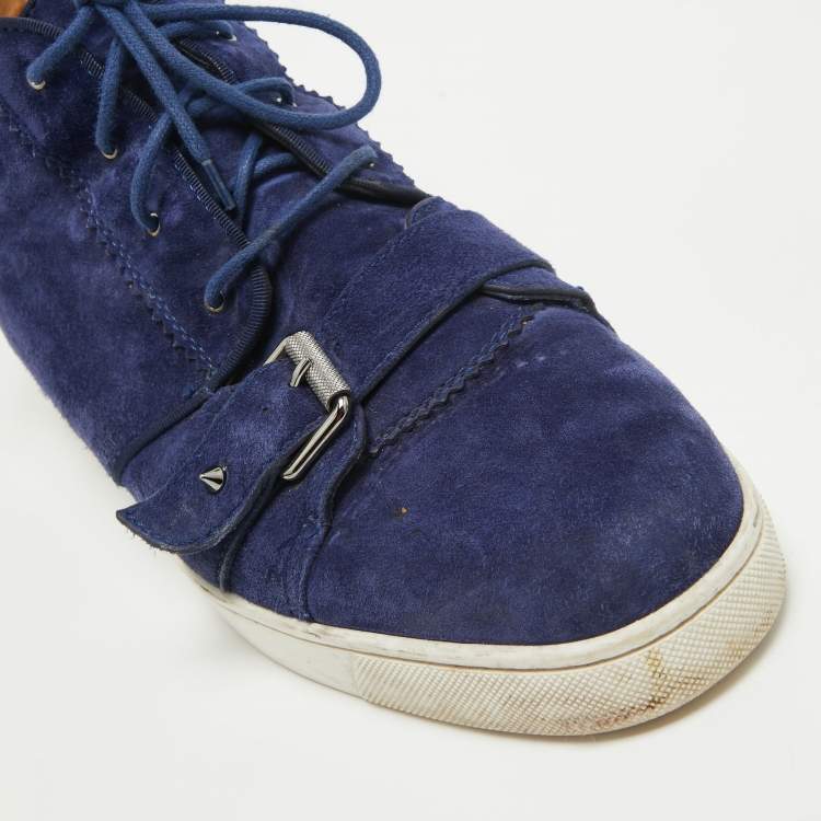 Pre Owned Christian Louboutin Blue Suede Reglisse High Top Sneakers Size 43