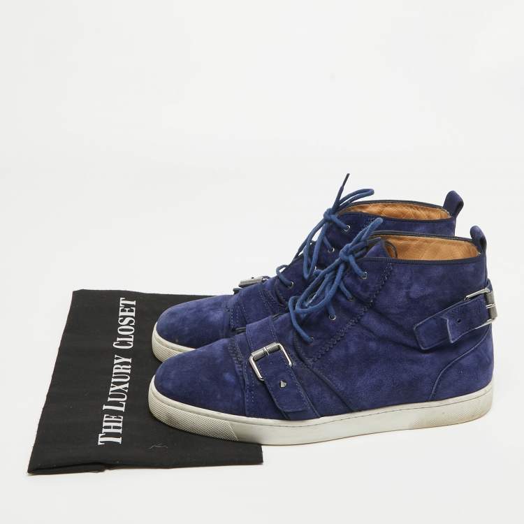 Pre Owned Christian Louboutin Blue Suede Reglisse High Top Sneakers Size 43