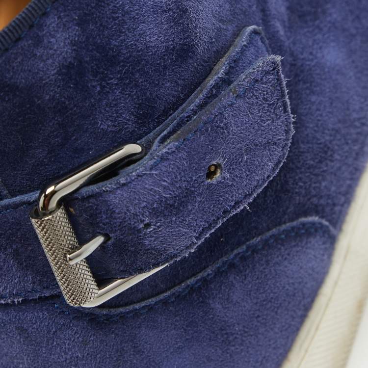 Pre Owned Christian Louboutin Blue Suede Reglisse High Top Sneakers Size 43