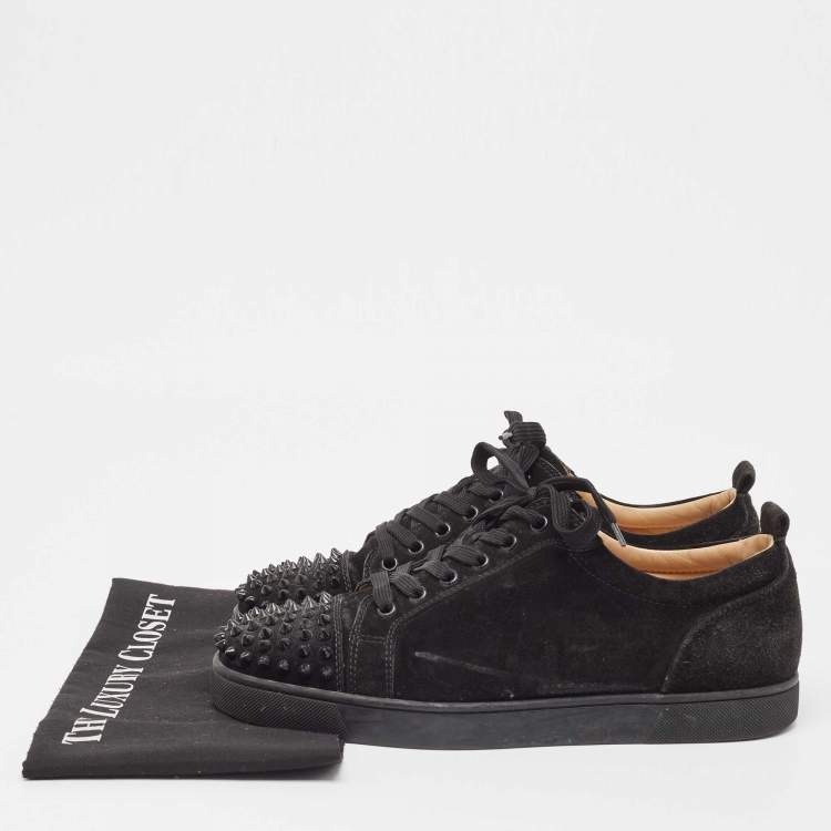مملوكة مسبقًا Christian Louboutin Black Suede Louise Spike Low Top Sneakers Size 43 