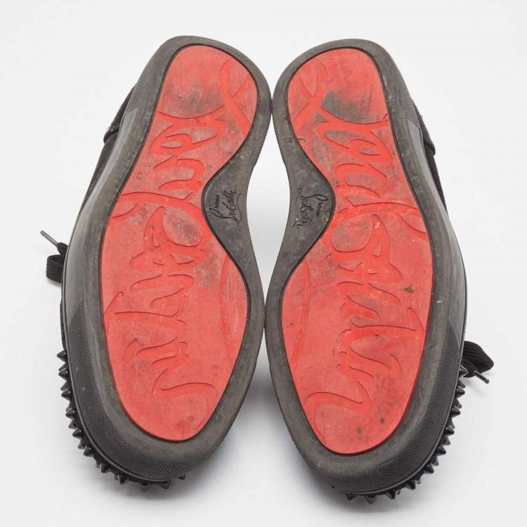 مملوكة مسبقًا Christian Louboutin Black Suede Louise Spike Low Top Sneakers Size 43 