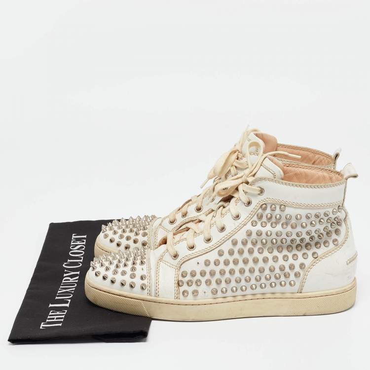 Pre Owned Christian Louboutin White Leather  Pik Pik Louis High Top Sneakers Size 42