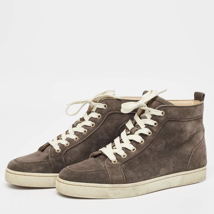 Pre Owned Christian Louboutin Brown Suede Rantus orlato High Top Sneakers  Size 41
