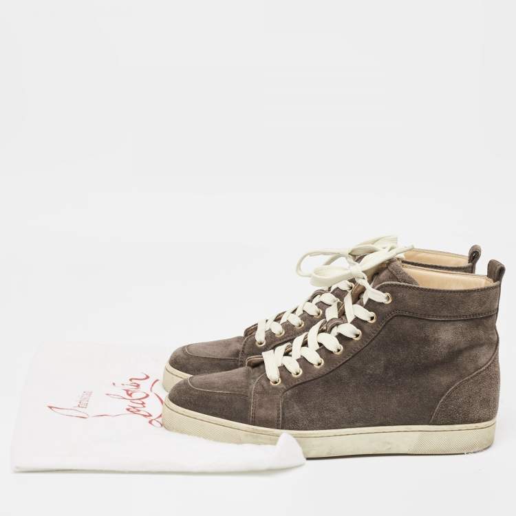 Pre Owned Christian Louboutin Brown Suede Rantus orlato High Top Sneakers  Size 41