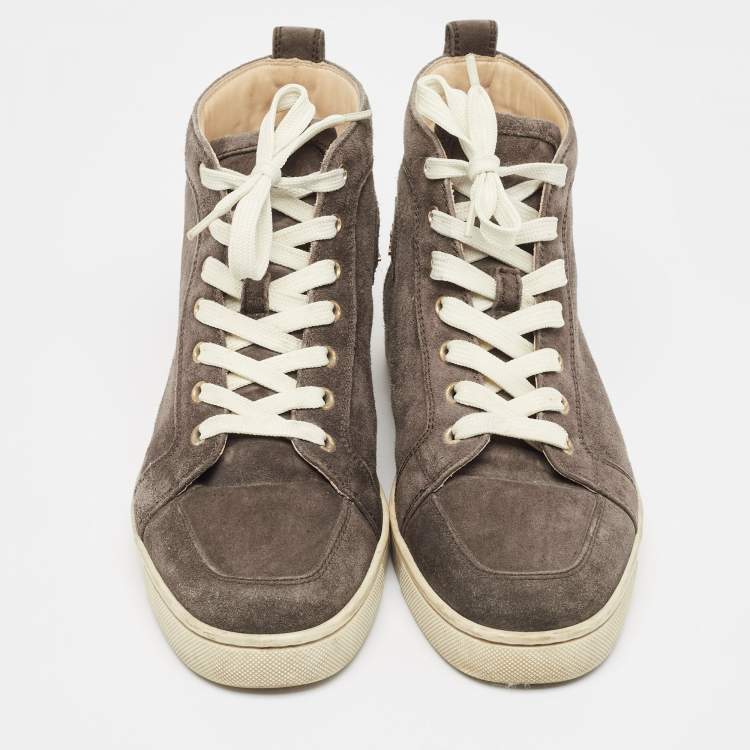 Pre Owned Christian Louboutin Brown Suede Rantus orlato High Top Sneakers  Size 41