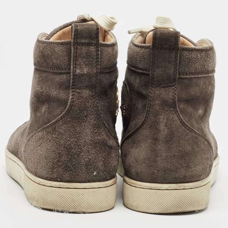 Pre Owned Christian Louboutin Brown Suede Rantus orlato High Top Sneakers  Size 41