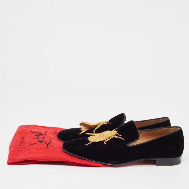 Pre Owned Christian Louboutin Black Velvet Dandybee Smoking Slippers Size 41
