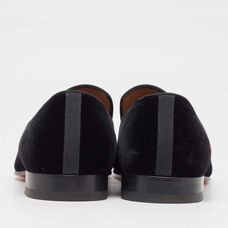 Pre Owned Christian Louboutin Black Velvet Dandybee Smoking Slippers Size 41