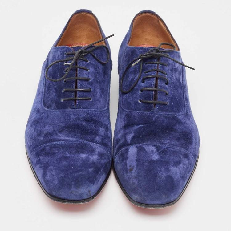 Pre Owned Christian Louboutin Blue Suede Greggo Oxfords Size 42