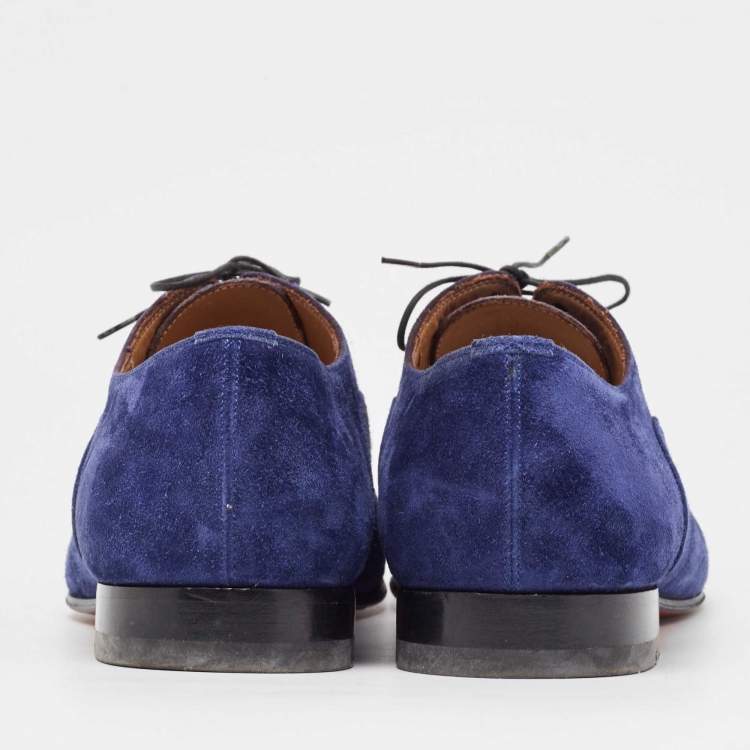 Pre Owned Christian Louboutin Blue Suede Greggo Oxfords Size 42
