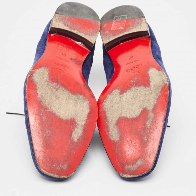 Pre Owned Christian Louboutin Blue Suede Greggo Oxfords Size 42