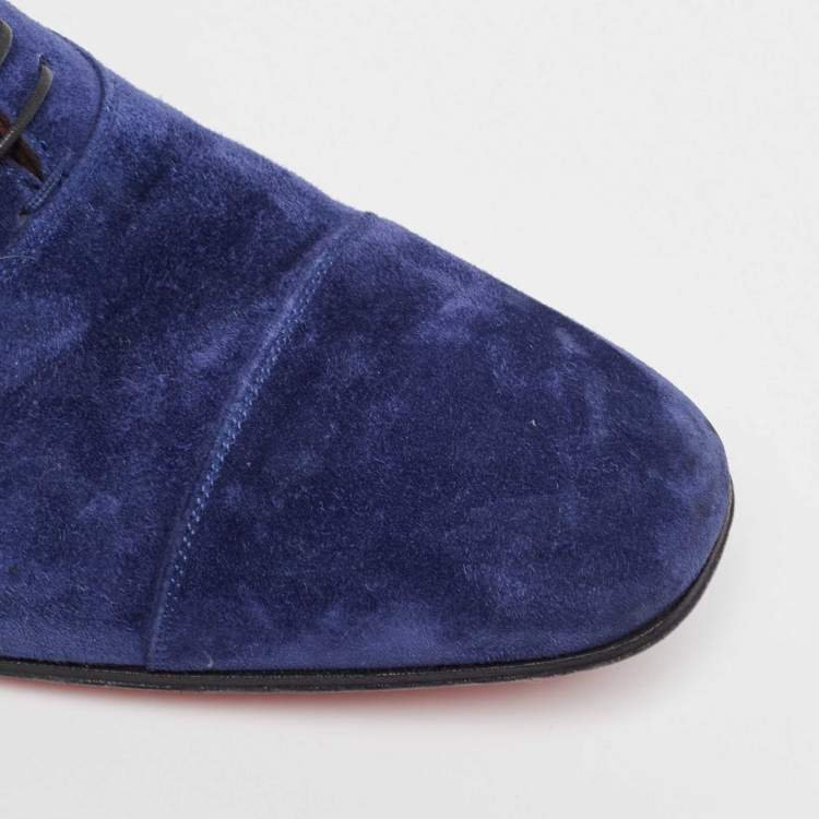Pre Owned Christian Louboutin Blue Suede Greggo Oxfords Size 42
